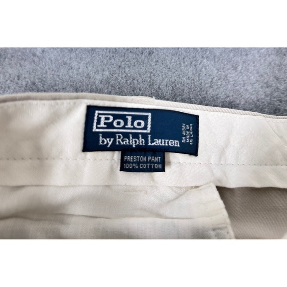 Polo Ralph Lauren Preston Pants Mens 42x32 (27") Khaki Tan Cotton Chino - Picture 2 of 9